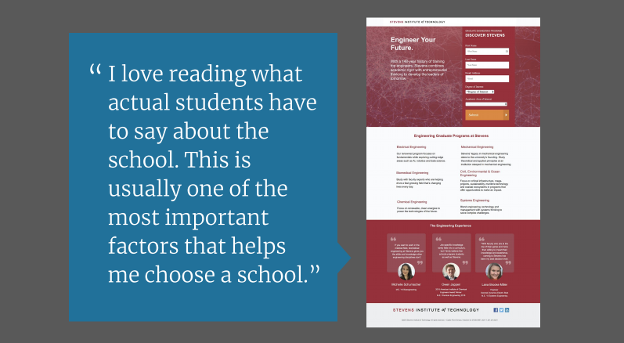 "I love reading what students have to say about the school. This is usually one of the most important factors that helps me choose a school."