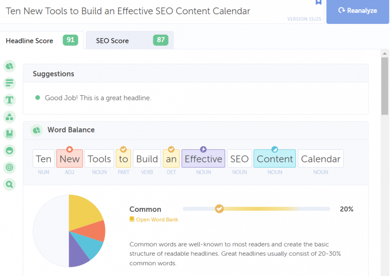 A screenshot of the CoSchedule tool