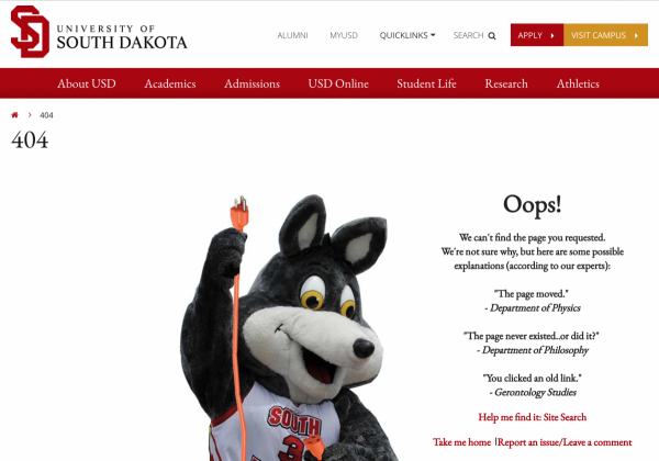 University of South Dakota 404